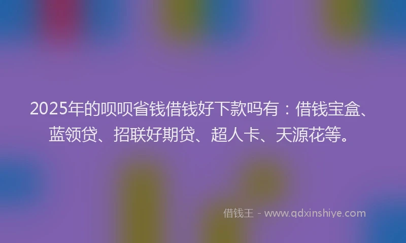 2025年的呗呗省钱借钱好下款吗有：借钱宝盒、蓝领贷、招联好期贷、超人卡、天源花等。