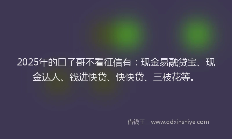 2025年的口子哥不看征信有：现金易融贷宝、现金达人、钱进快贷、快快贷、三枝花等。