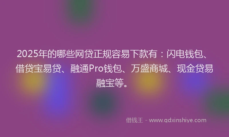 2025年的哪些网贷正规容易下款有：闪电钱包、借贷宝易贷、融通Pro钱包、万盛商城、现金贷易融宝等。
