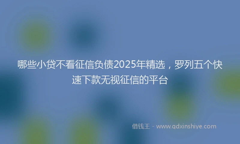 哪些小贷不看征信负债2025年精选，罗列五个快速下款无视征信的平台