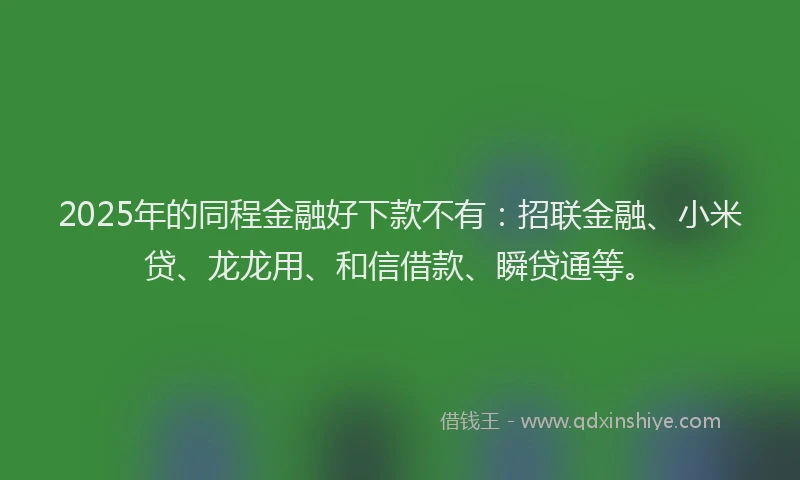 2025年的同程金融好下款不有：招联金融、小米贷、龙龙用、和信借款、瞬贷通等。