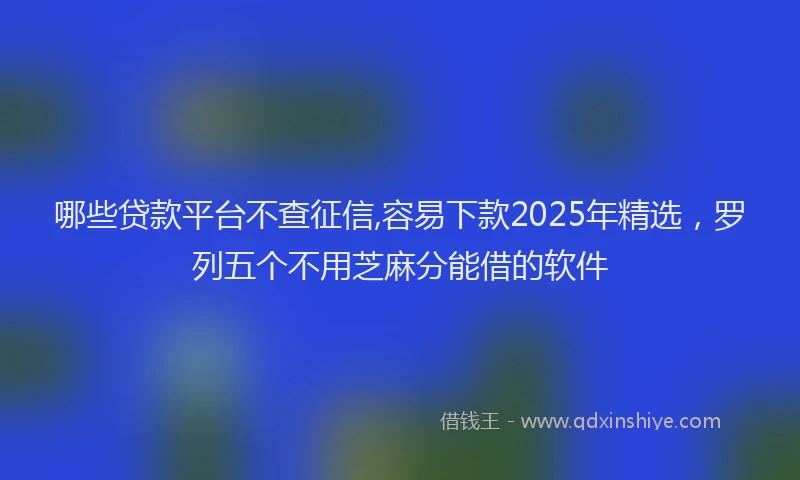 哪些贷款平台不查征信,容易下款2025年精选，罗列五个不用芝麻分能借的软件