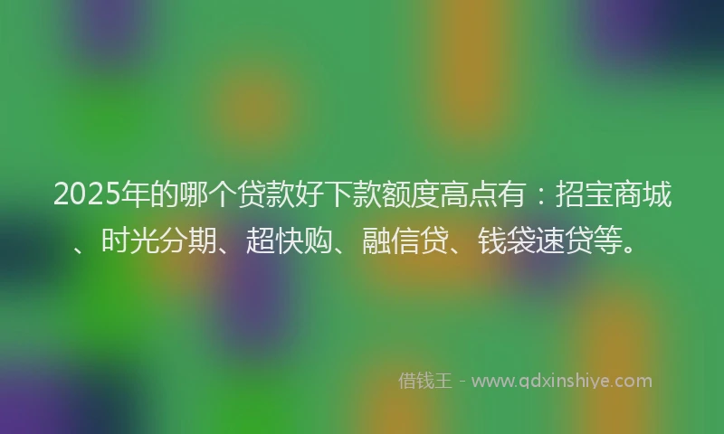 2025年的哪个贷款好下款额度高点有：招宝商城、时光分期、超快购、融信贷、钱袋速贷等。