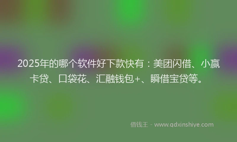 2025年的哪个软件好下款快有：美团闪借、小赢卡贷、口袋花、汇融钱包+、瞬借宝贷等。
