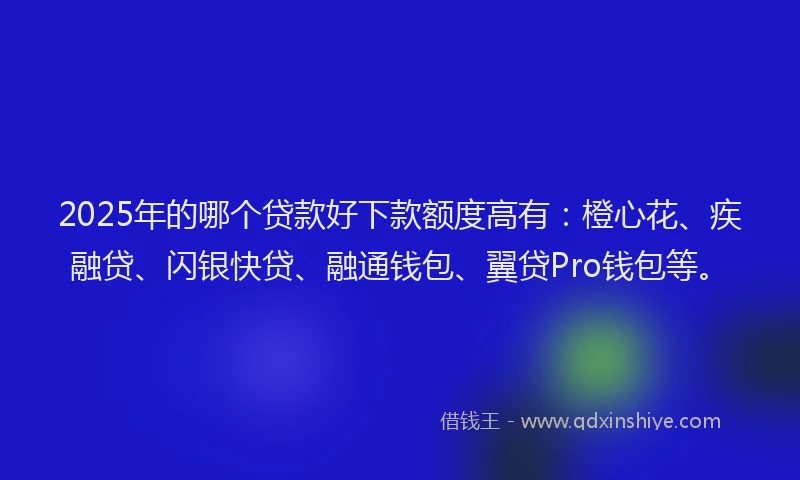 2025年的哪个贷款好下款额度高有：橙心花、疾融贷、闪银快贷、融通钱包、翼贷Pro钱包等。