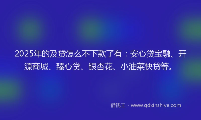 2025年的及贷怎么不下款了有：安心贷宝融、开源商城、臻心贷、银杏花、小油菜快贷等。