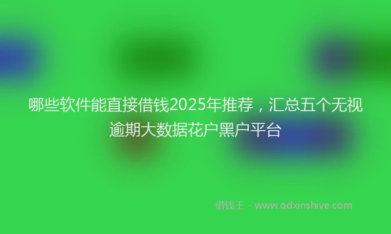 哪些软件能直接借钱2025年推荐，汇总五个无视逾期大数据花户黑户平台