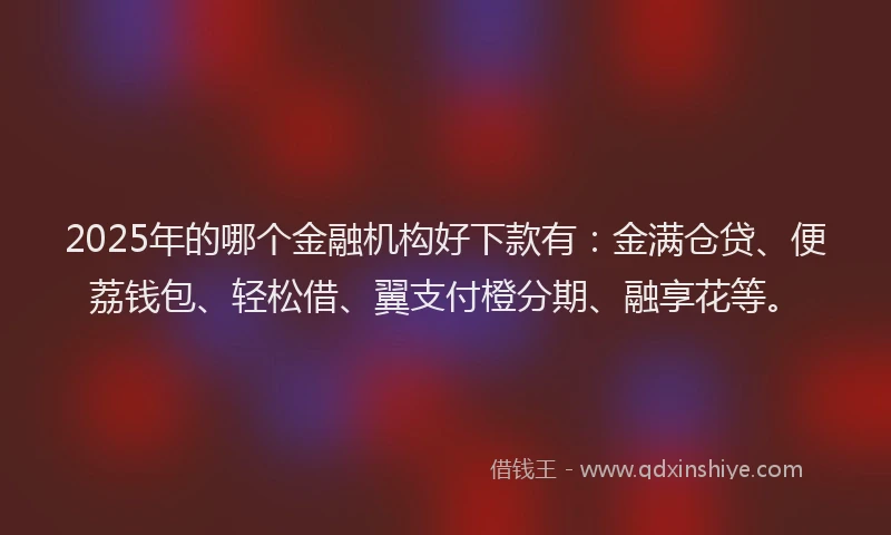 2025年的哪个金融机构好下款有：金满仓贷、便荔钱包、轻松借、翼支付橙分期、融享花等。