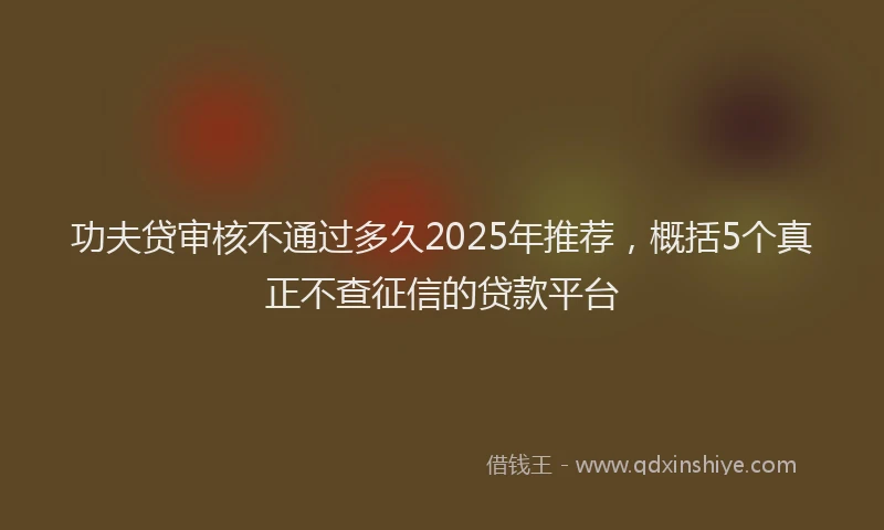 功夫贷审核不通过多久2025年推荐，概括5个真正不查征信的贷款平台