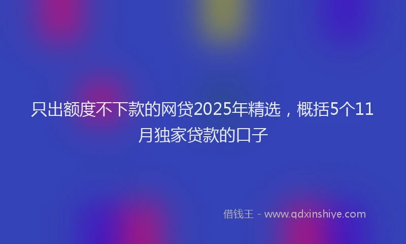 只出额度不下款的网贷2025年精选，概括5个11月独家贷款的口子