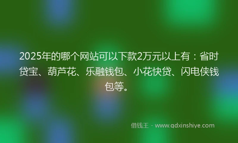 2025年的哪个网站可以下款2万元以上有：省时贷宝、葫芦花、乐融钱包、小花快贷、闪电侠钱包等。
