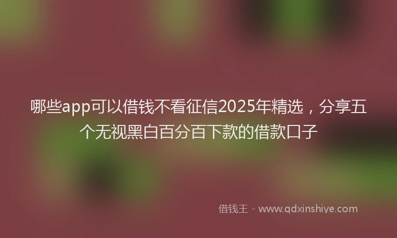 哪些app可以借钱不看征信2025年精选，分享五个无视黑白百分百下款的借款口子