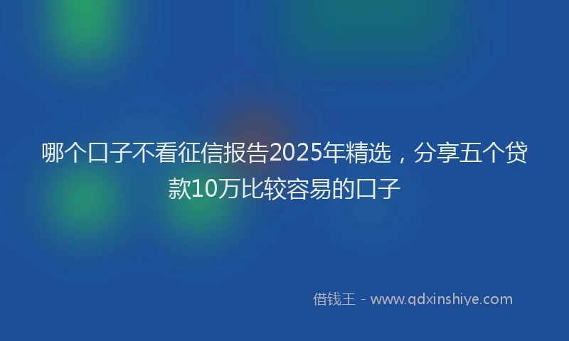 哪个口子不看征信报告2025年精选，分享五个贷款10万比较容易的口子