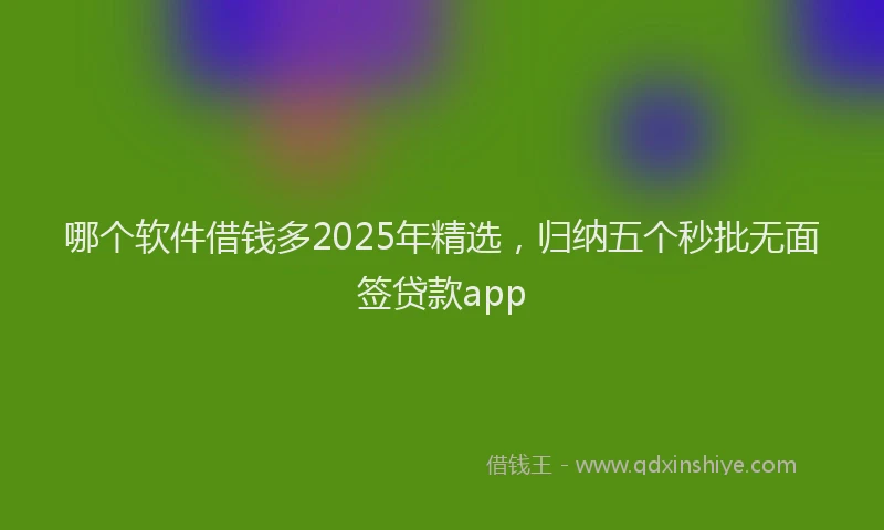 哪个软件借钱多2025年精选，归纳五个秒批无面签贷款app
