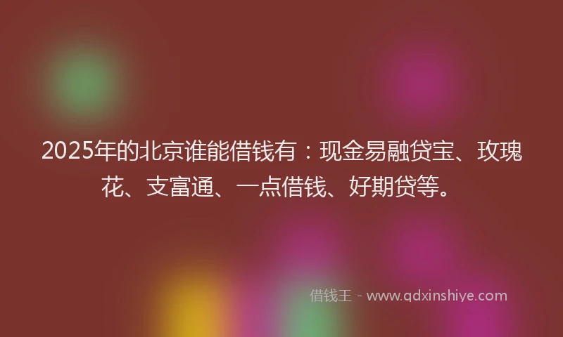 2025年的北京谁能借钱有：现金易融贷宝、玫瑰花、支富通、一点借钱、好期贷等。
