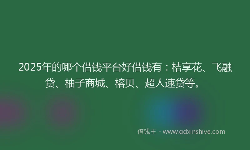 2025年的哪个借钱平台好借钱有：桔享花、飞融贷、柚子商城、榕贝、超人速贷等。