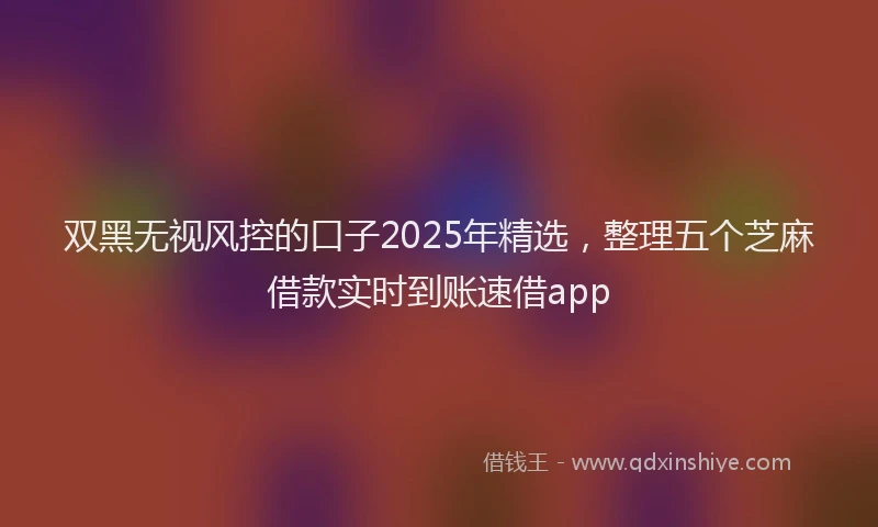双黑无视风控的口子2025年精选，整理五个芝麻借款实时到账速借app