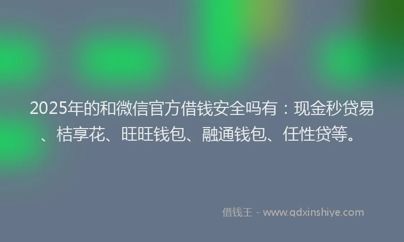 2025年的和微信官方借钱安全吗有：现金秒贷易、桔享花、旺旺钱包、融通钱包、任性贷等。