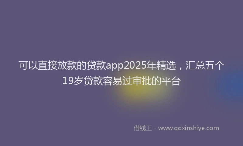 可以直接放款的贷款app2025年精选，汇总五个19岁贷款容易过审批的平台