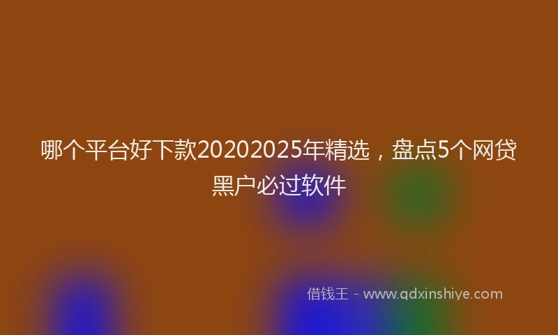 哪个平台好下款20202025年精选，盘点5个网贷黑户必过软件