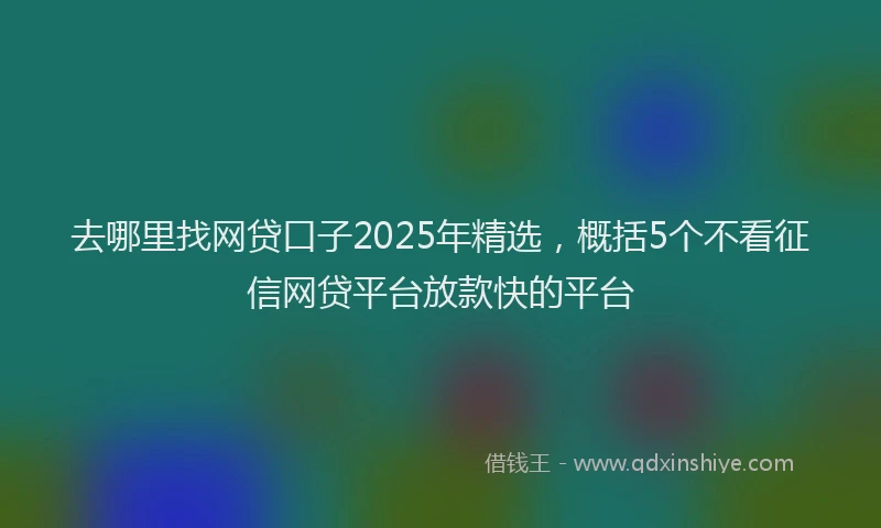 去哪里找网贷口子2025年精选，概括5个不看征信网贷平台放款快的平台