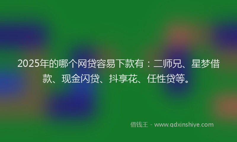 2025年的哪个网贷容易下款有：二师兄、星梦借款、现金闪贷、抖享花、任性贷等。
