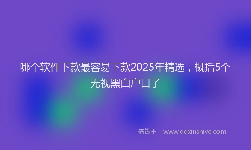 哪个软件下款最容易下款2025年精选，概括5个无视黑白户口子
