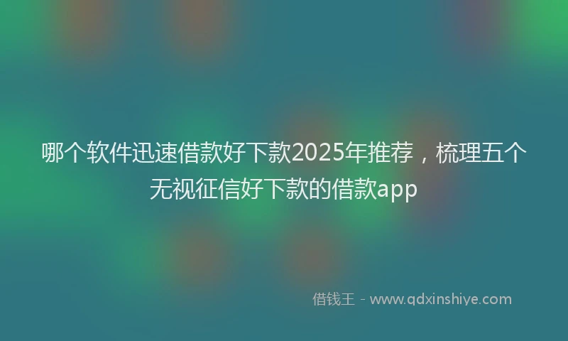 哪个软件迅速借款好下款2025年推荐，梳理五个无视征信好下款的借款app