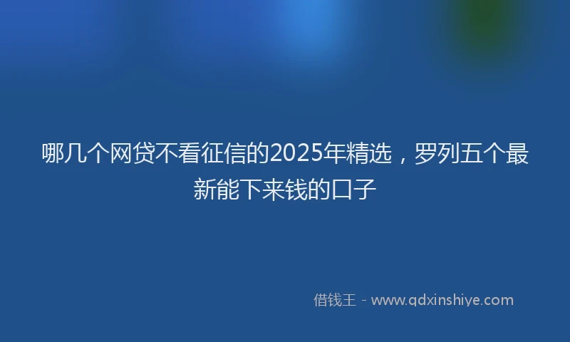 哪几个网贷不看征信的2025年精选，罗列五个最新能下来钱的口子