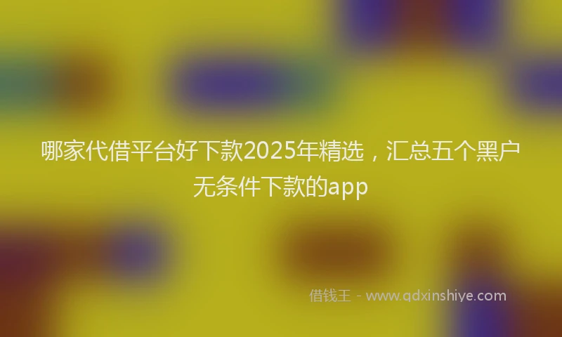哪家代借平台好下款2025年精选，汇总五个黑户无条件下款的app