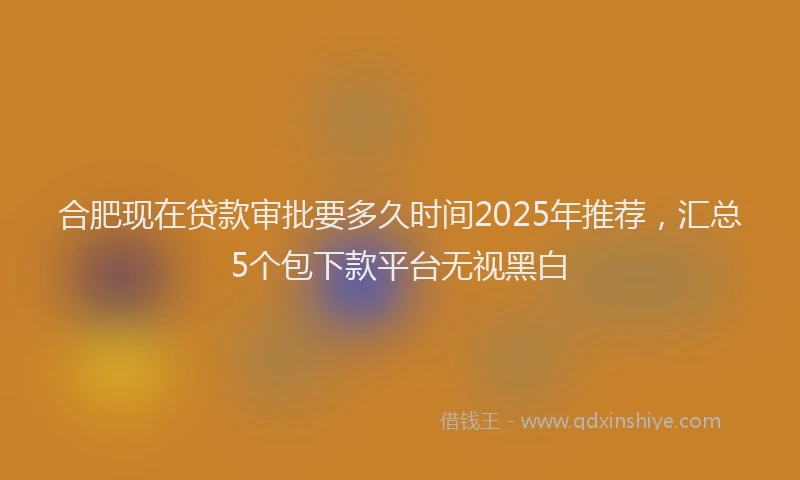 合肥现在贷款审批要多久时间2025年推荐，汇总5个包下款平台无视黑白