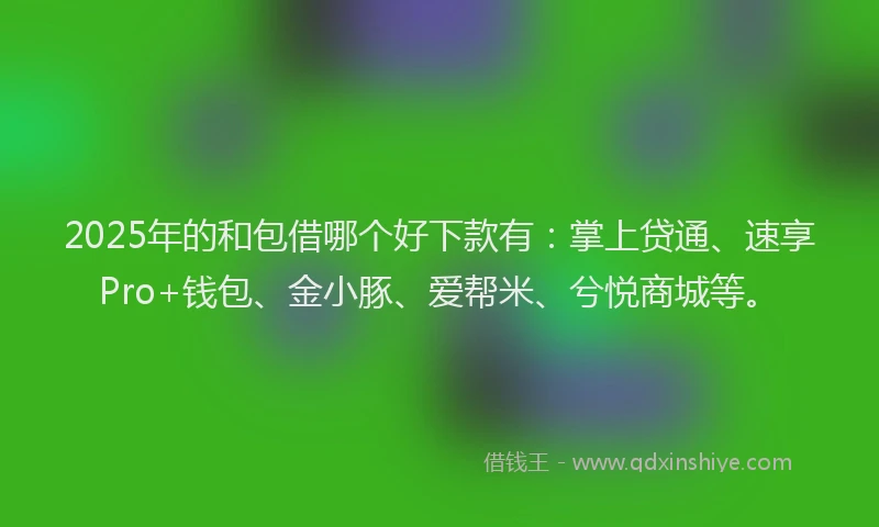 2025年的和包借哪个好下款有：掌上贷通、速享Pro+钱包、金小豚、爱帮米、兮悦商城等。