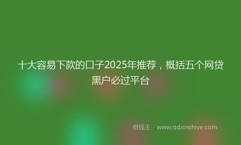 十大容易下款的口子2025年推荐，概括五个网贷黑户必过平台