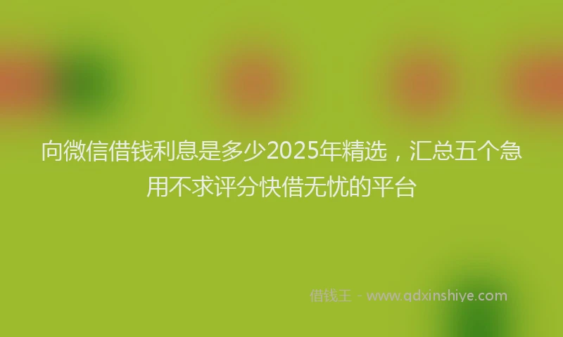 向微信借钱利息是多少2025年精选，汇总五个急用不求评分快借无忧的平台