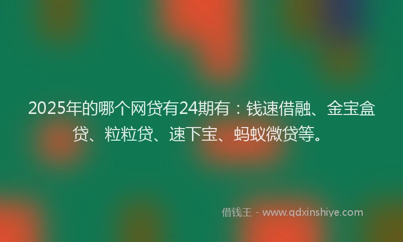 2025年的哪个网贷有24期有：钱速借融、金宝盒贷、粒粒贷、速下宝、蚂蚁微贷等。