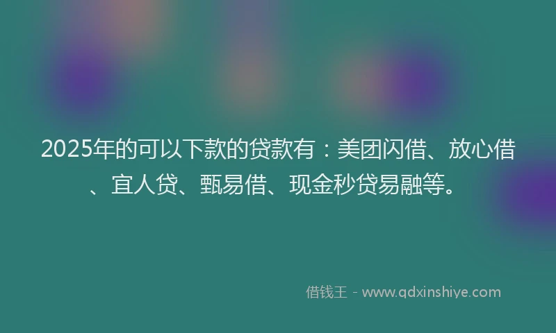 2025年的可以下款的贷款有：美团闪借、放心借、宜人贷、甄易借、现金秒贷易融等。