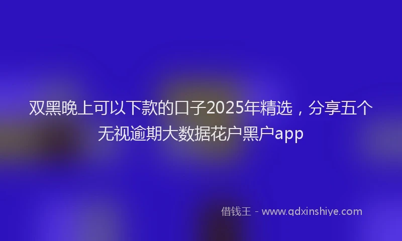 双黑晚上可以下款的口子2025年精选，分享五个无视逾期大数据花户黑户app