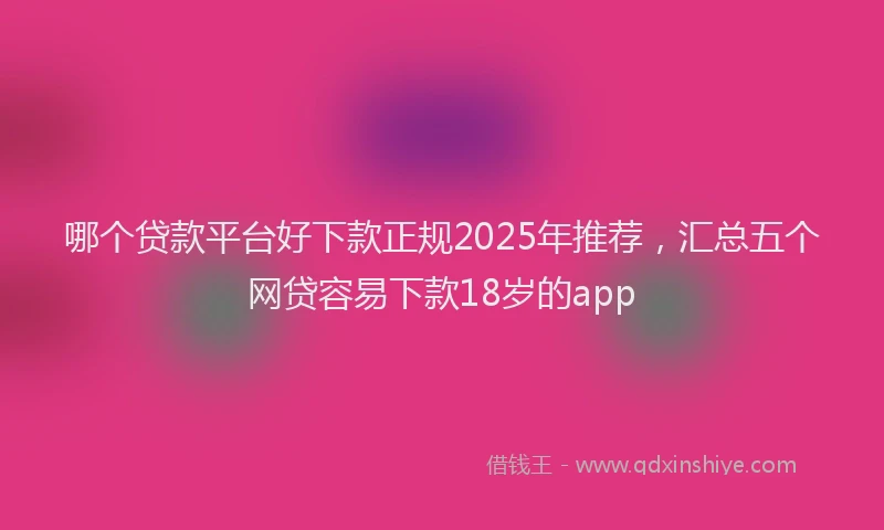 哪个贷款平台好下款正规2025年推荐，汇总五个网贷容易下款18岁的app