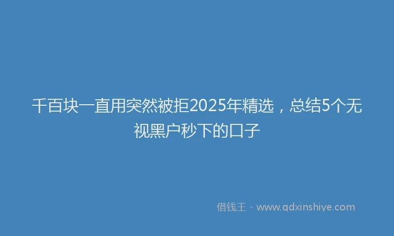 千百块一直用突然被拒2025年精选，总结5个无视黑户秒下的口子