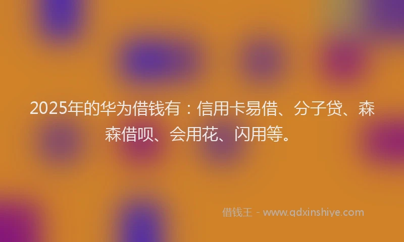 2025年的华为借钱有：信用卡易借、分子贷、森森借呗、会用花、闪用等。