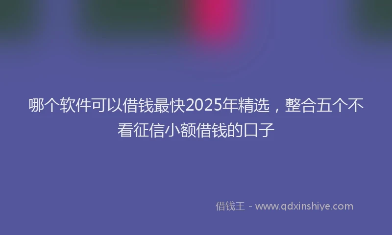 哪个软件可以借钱最快2025年精选，整合五个不看征信小额借钱的口子