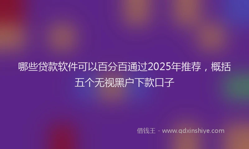 哪些贷款软件可以百分百通过2025年推荐，概括五个无视黑户下款口子