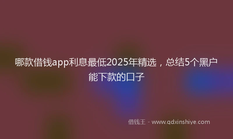 哪款借钱app利息最低2025年精选，总结5个黑户能下款的口子