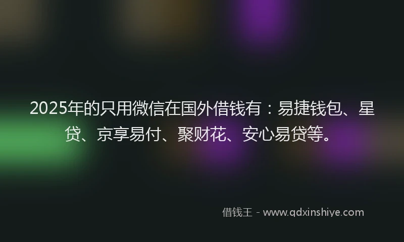2025年的只用微信在国外借钱有：易捷钱包、星贷、京享易付、聚财花、安心易贷等。