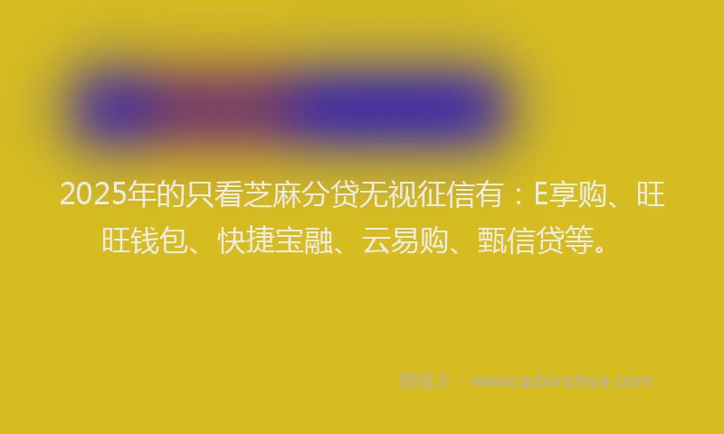 2025年的只看芝麻分贷无视征信有：E享购、旺旺钱包、快捷宝融、云易购、甄信贷等。