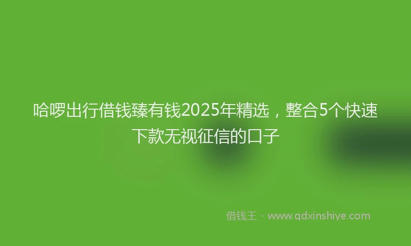 哈啰出行借钱臻有钱2025年精选，整合5个快速下款无视征信的口子