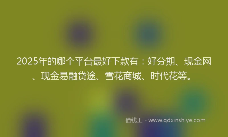 2025年的哪个平台最好下款有：好分期、现金网、现金易融贷途、雪花商城、时代花等。