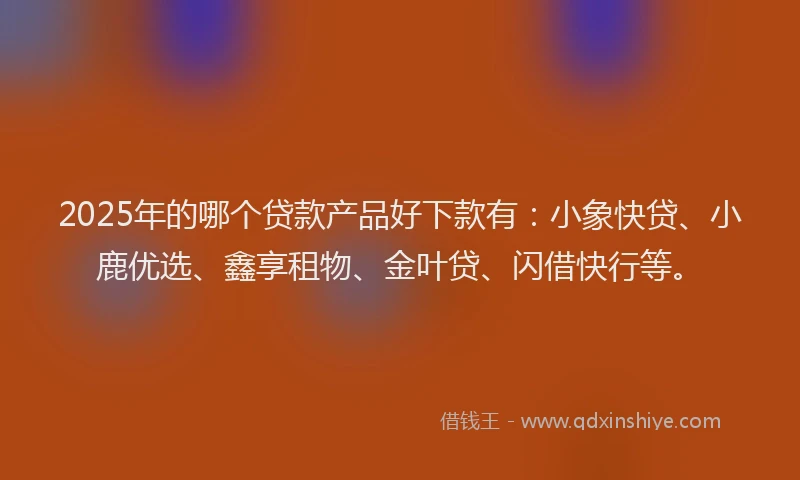 2025年的哪个贷款产品好下款有：小象快贷、小鹿优选、鑫享租物、金叶贷、闪借快行等。