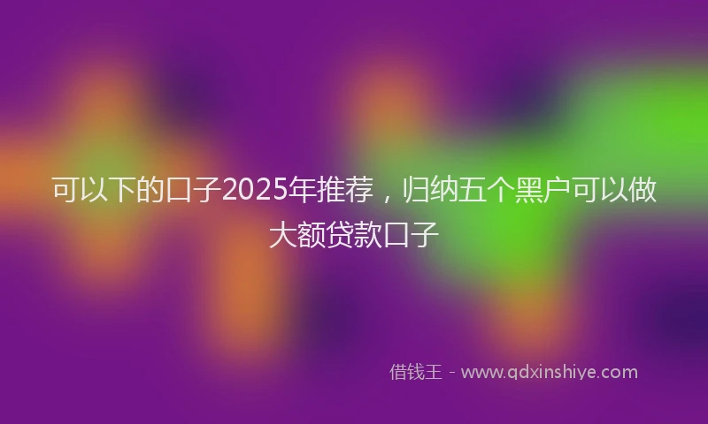 可以下的口子2025年推荐，归纳五个黑户可以做大额贷款口子