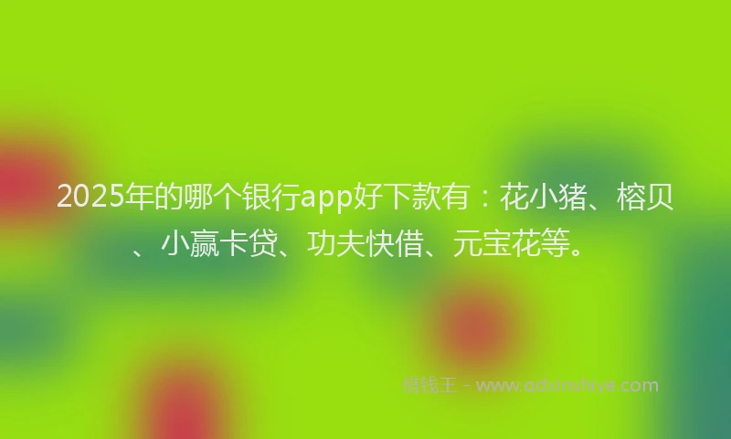 2025年的哪个银行app好下款有：花小猪、榕贝、小赢卡贷、功夫快借、元宝花等。